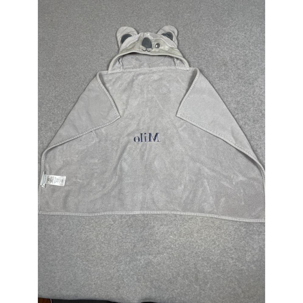 Pottery Barn Kids Koala Bear Hooded Towel Gray Cotton Milo Personalized 23x34